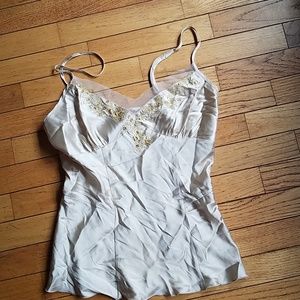 Silk like polyester camisole with gold beading